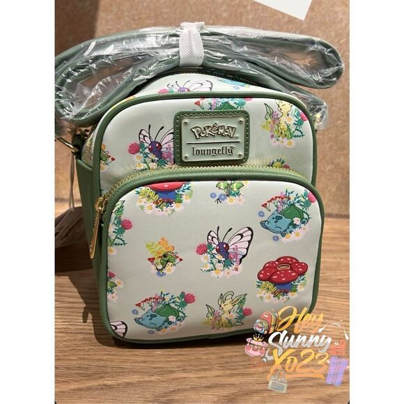 Loungefly Pokémon Grass Type Allover Print Crossbody Bag - Picture 1 of 6